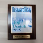 Delaware Today Top Dentists 2018 Award for Daniel J. Fay, DMD on the wall